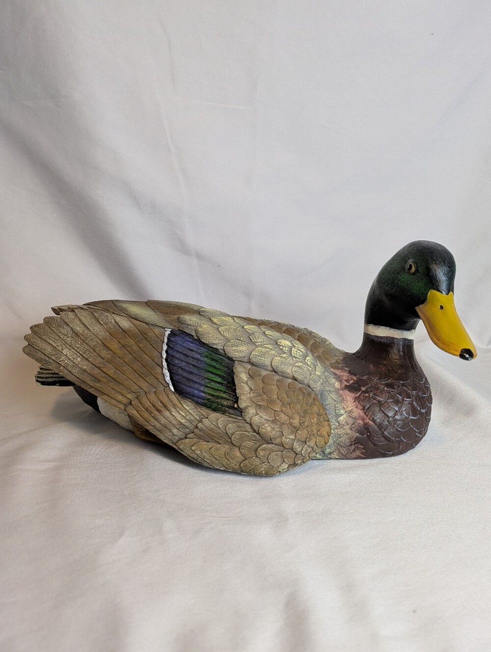 Hand-Painted Resin Mallard Duck Decorative Figurine in Green and Brown